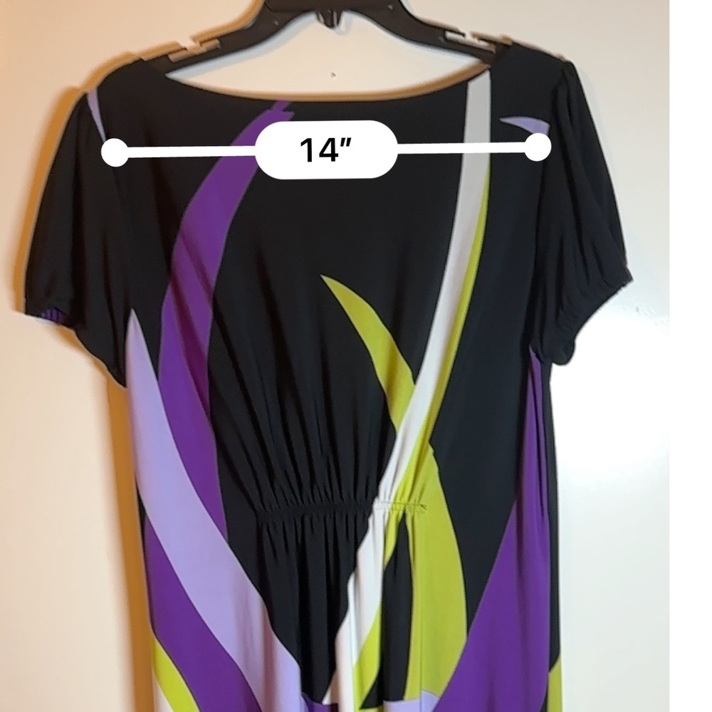 Tiana B Women's Geometric Print Dress Black Purple Green White Size M - Picture 5 of 13